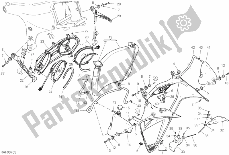 Tutte le parti per il Refrigeratore D'acqua del Ducati Superbike Panigale V4 Thailand 1100 2020